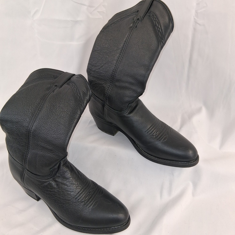 Abilene Boots Black Leather Cowboy Western Boots‎ Men's Size 9 1/2 MADE IN USA1